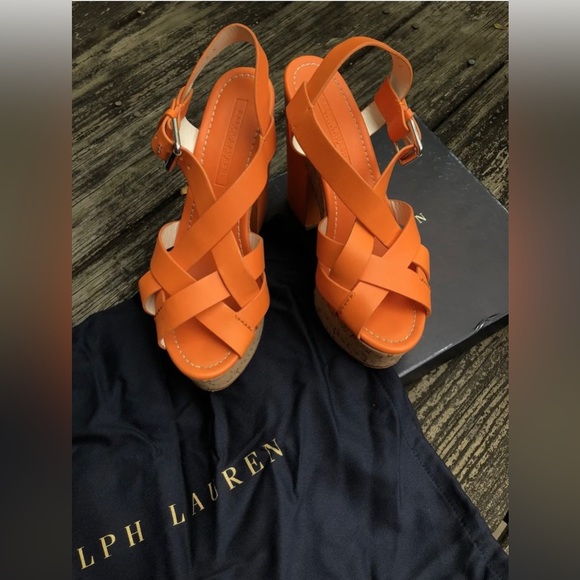Ralph Lauren Collection women platform heel leather sandals - Picture 7 of 9